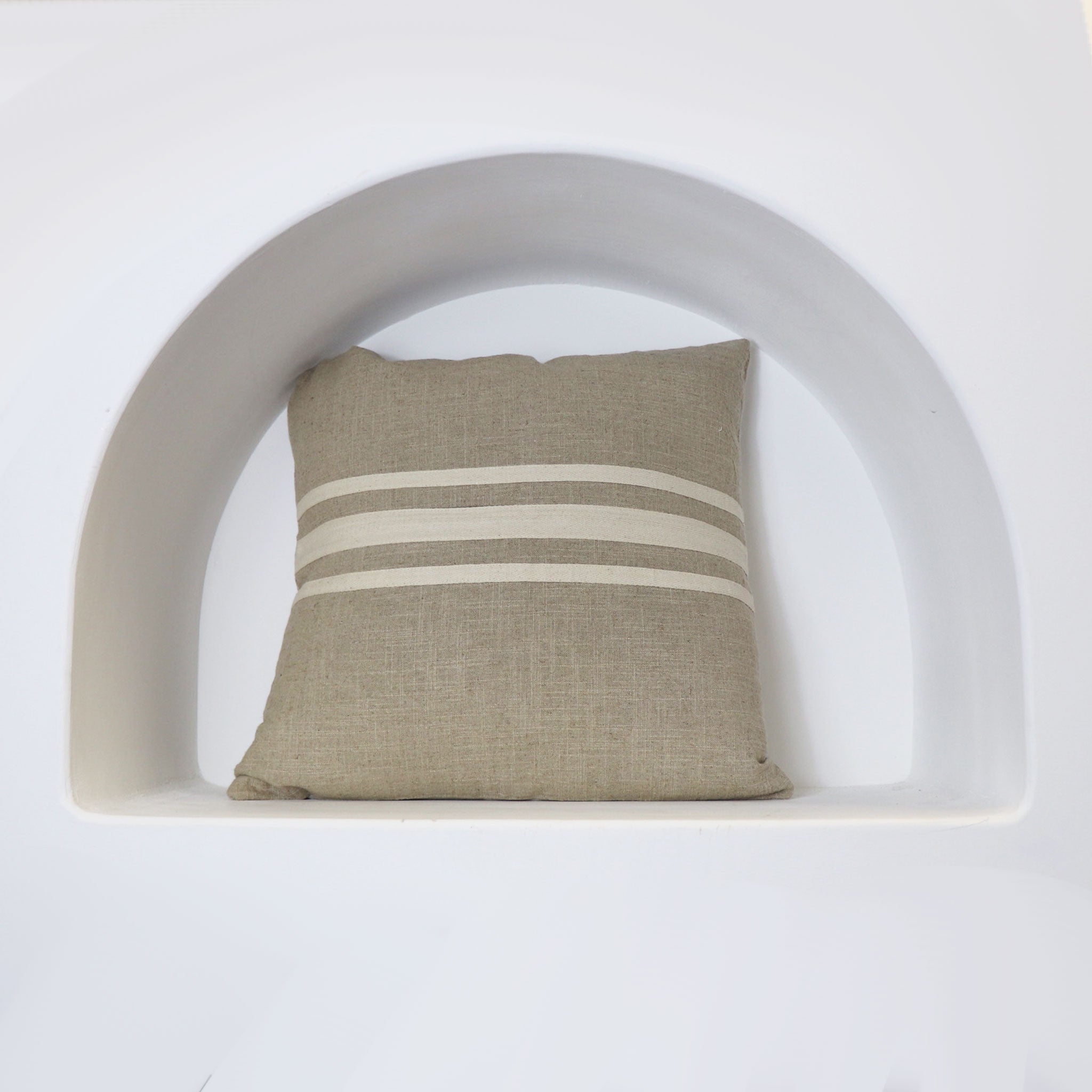 Beige and Cream Striped Cotton Cushion Cover