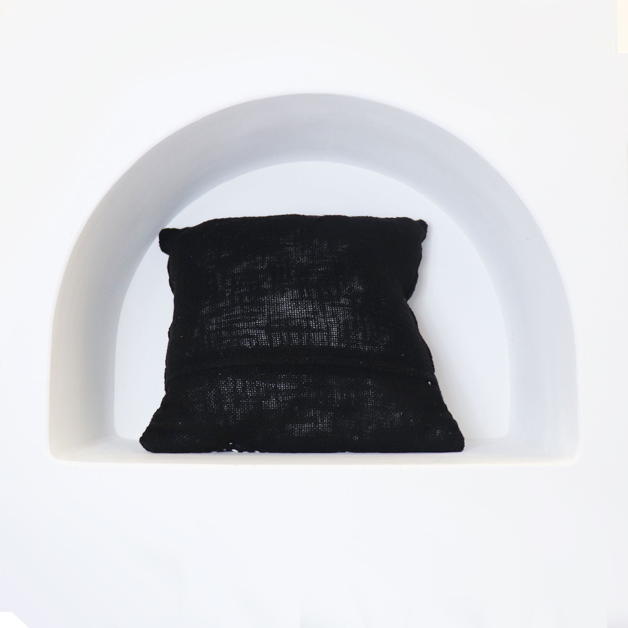 Black Cotton Cushion Cover With White Stitching