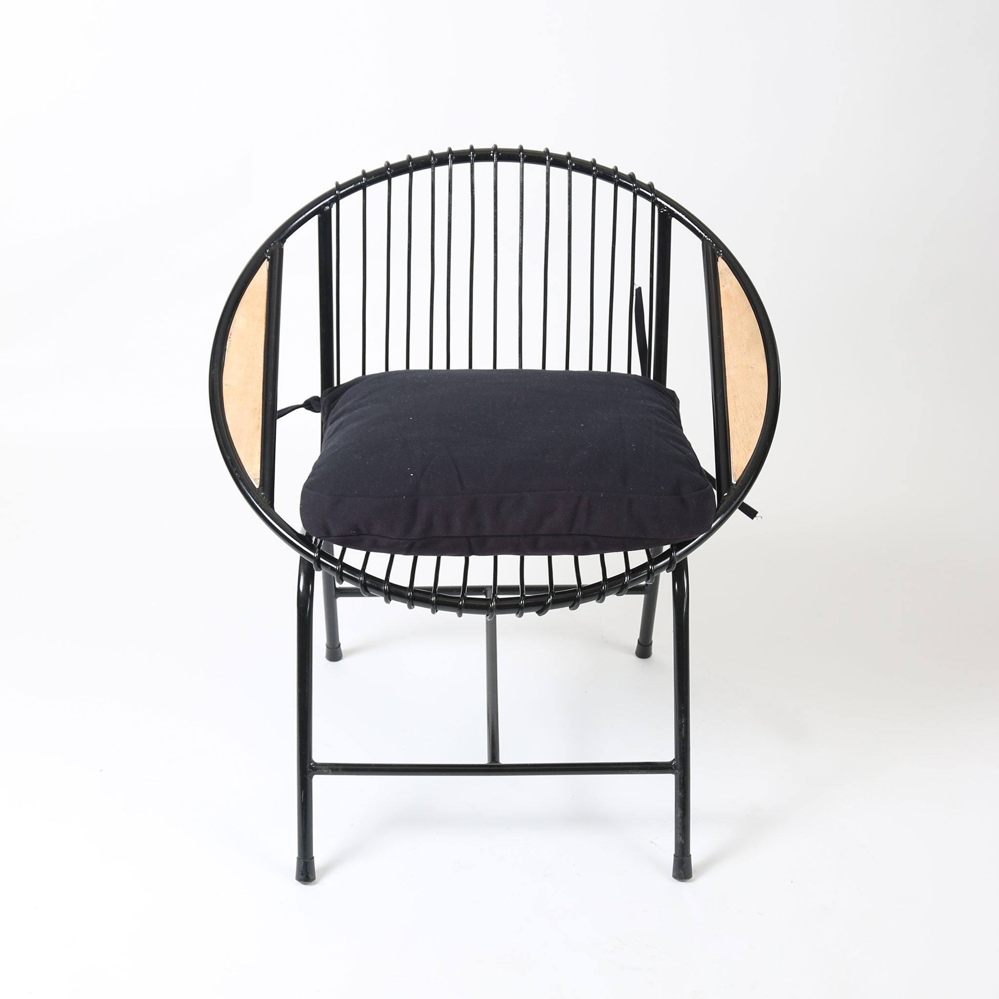 Black Steel Havana Chair with Teak Insert and Soft Cushion