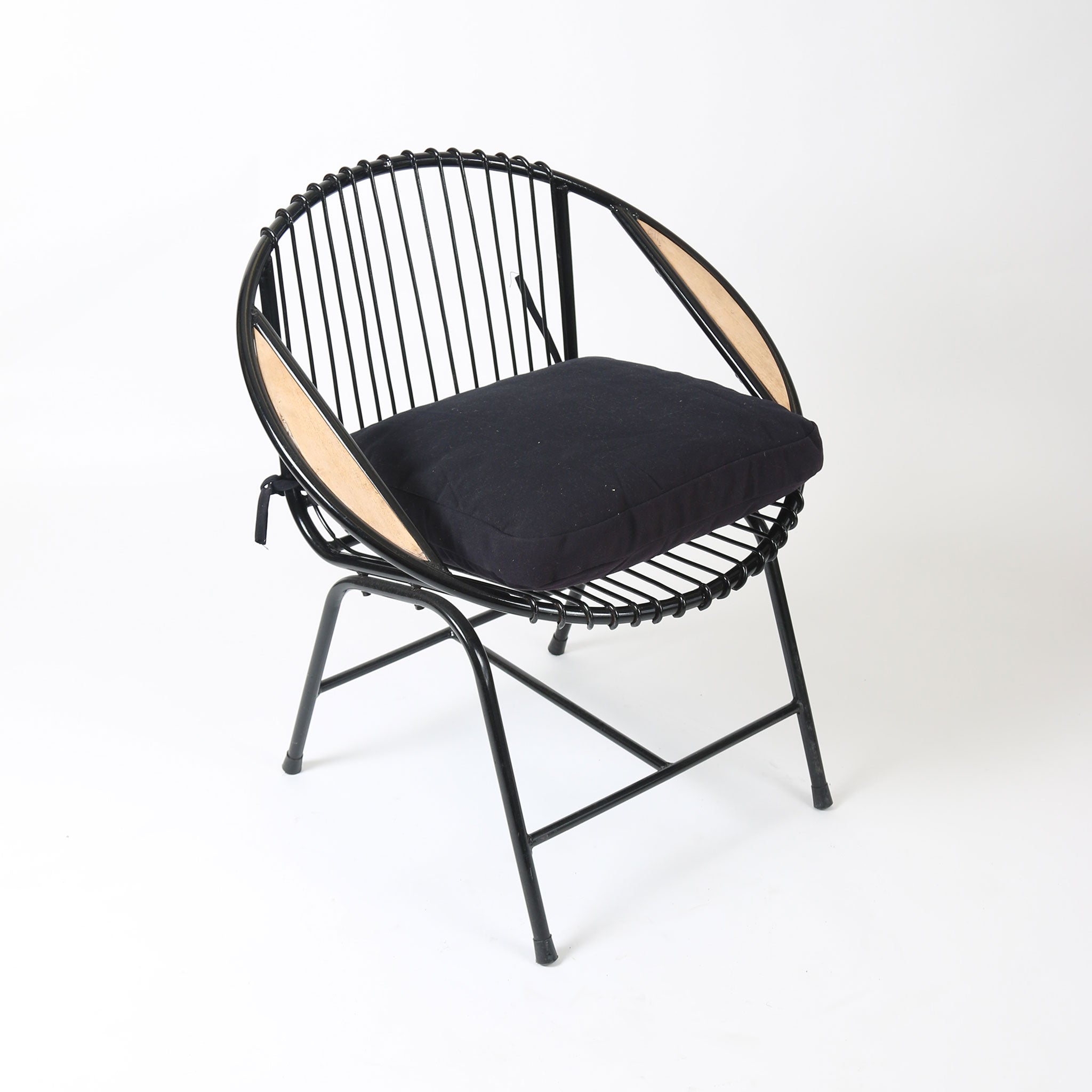 Black Steel Havana Chair with Teak Insert and Soft Cushion
