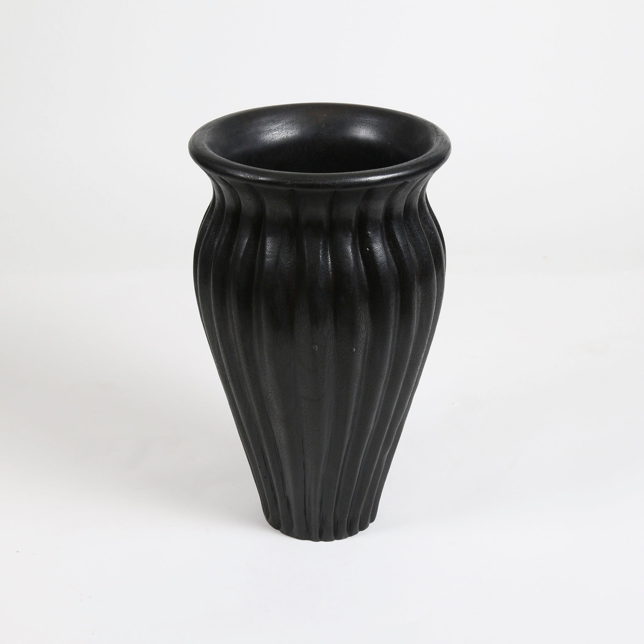Black Wooden Curved Vase