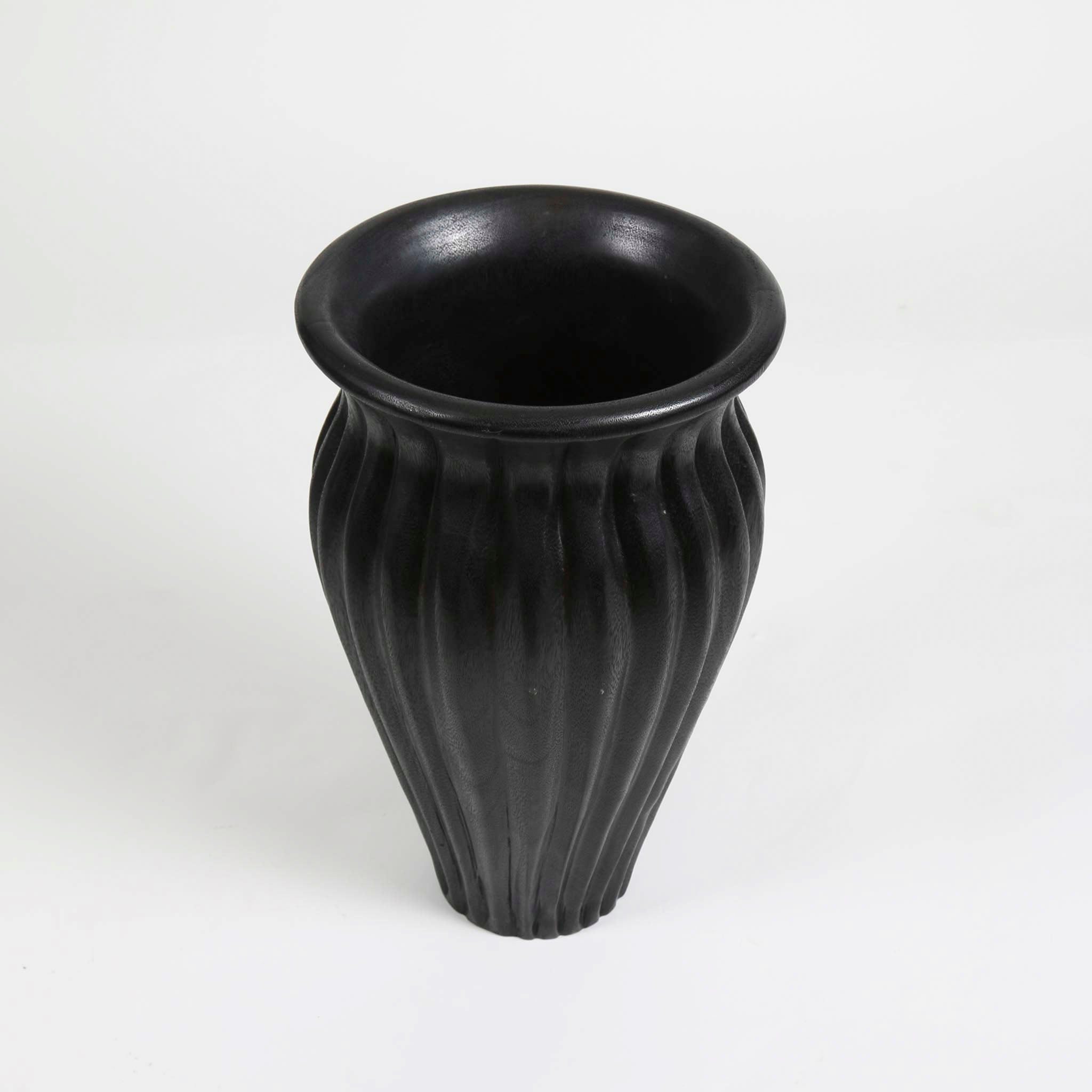 Black Wooden Curved Vase