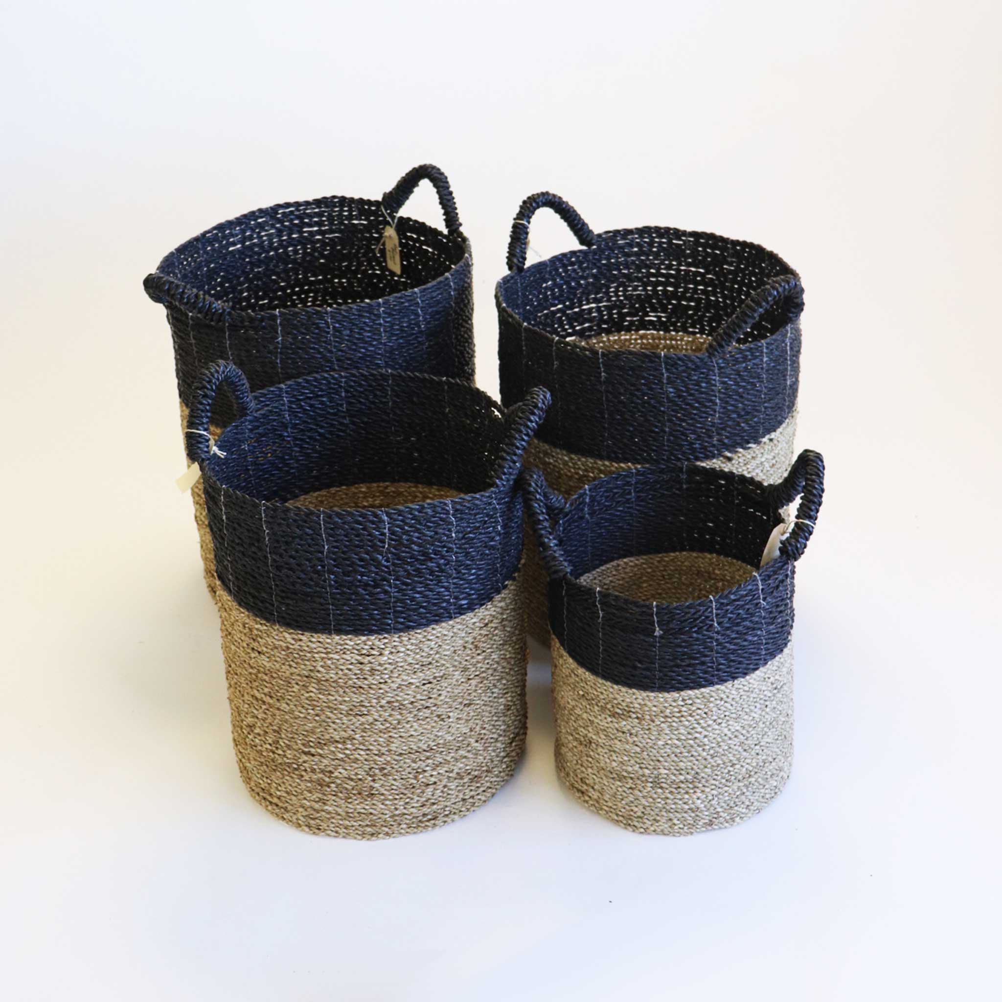 Black and Natural Woven Baskets