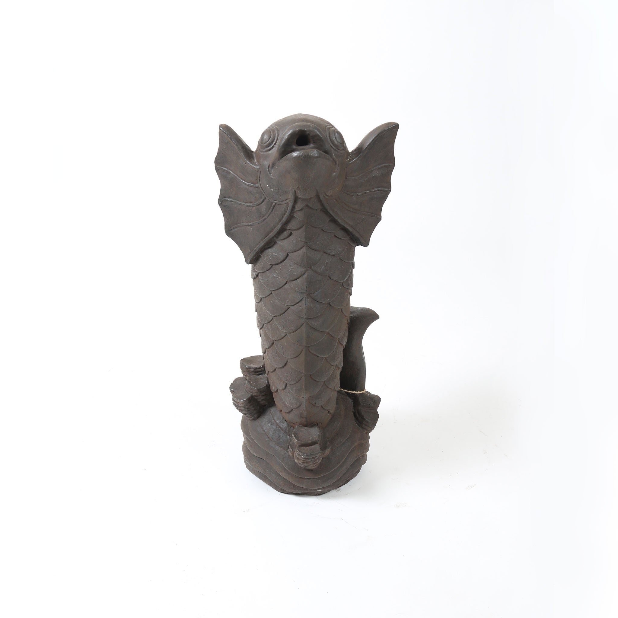 Chocolate Brown Concrete Carp Fish Water Fountain Feature