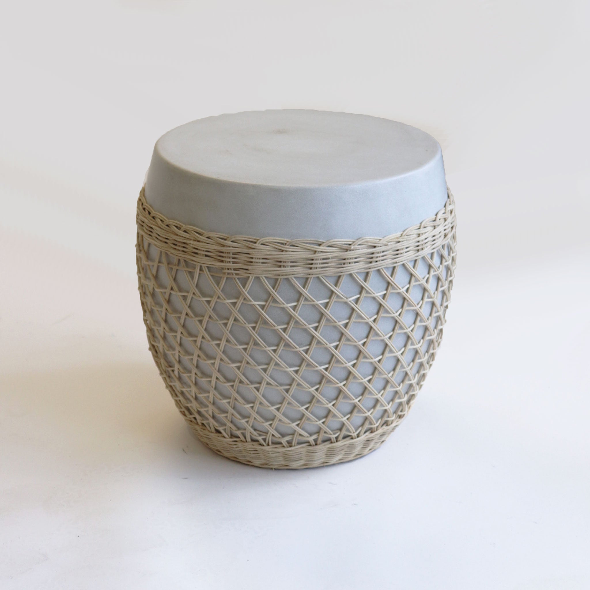 Concrete and Rattan Side Table/Coffee Table