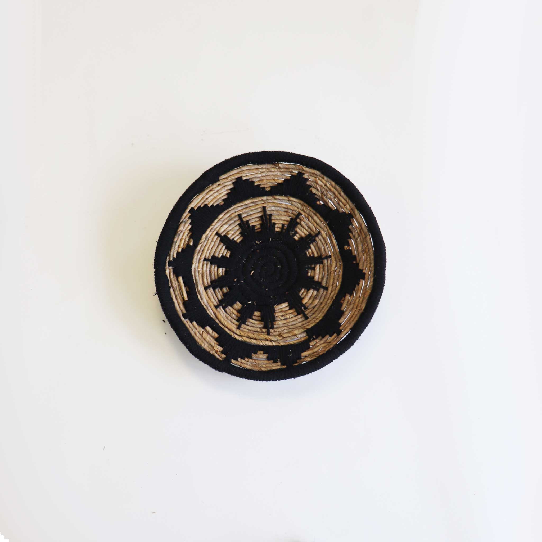 Decorative Black & Natural Rope Woven Wall Art/Plate