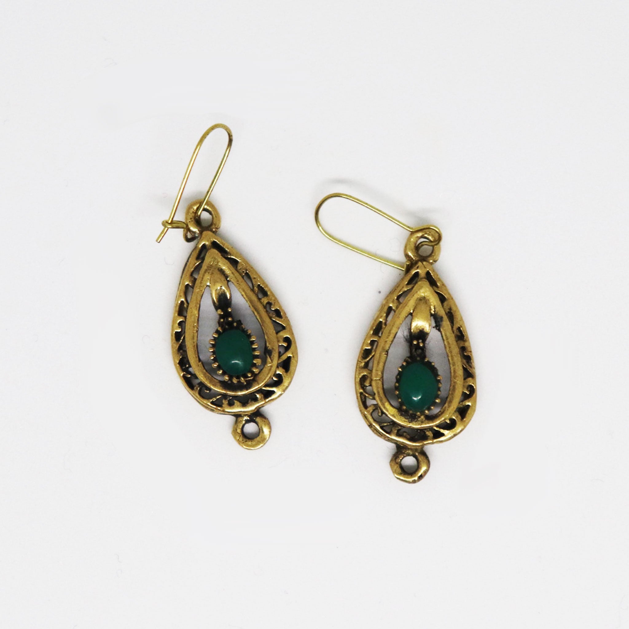 Emerald Green Stone Egyptian Earrings