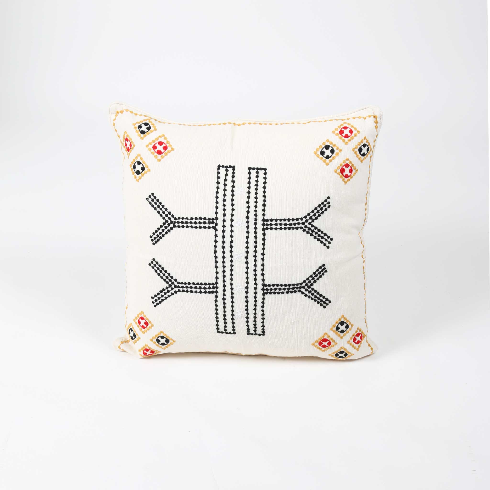 Geometric Stitched Cotton Cushion Cover