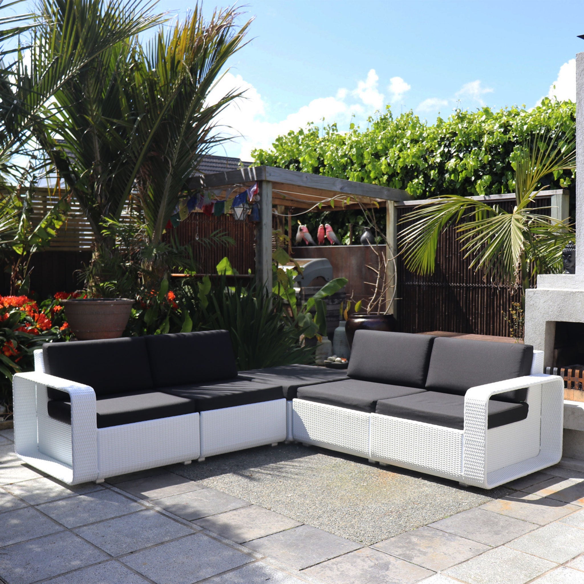 'Hamptons' Modular Wicker Sofa Setting in White