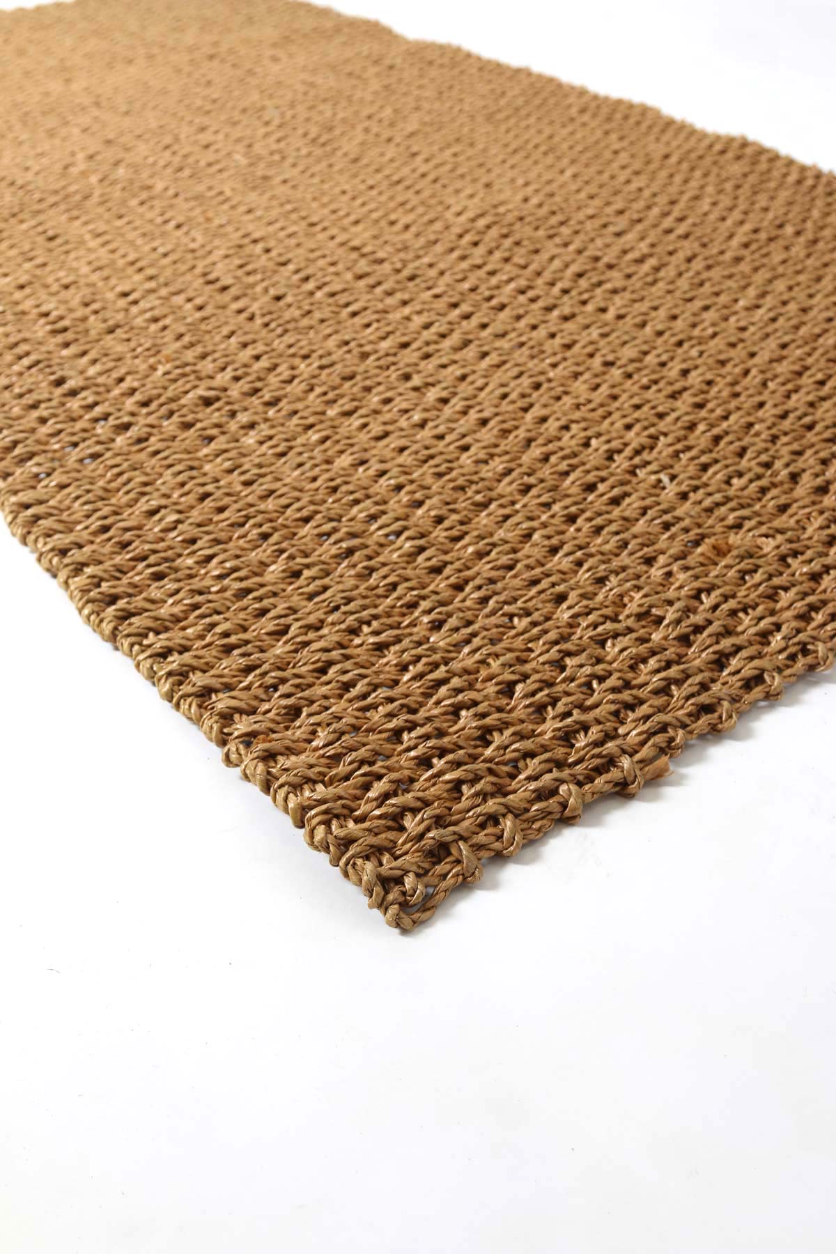 Hand Woven Recycled Plastic Floor Mat - Golden Brown
