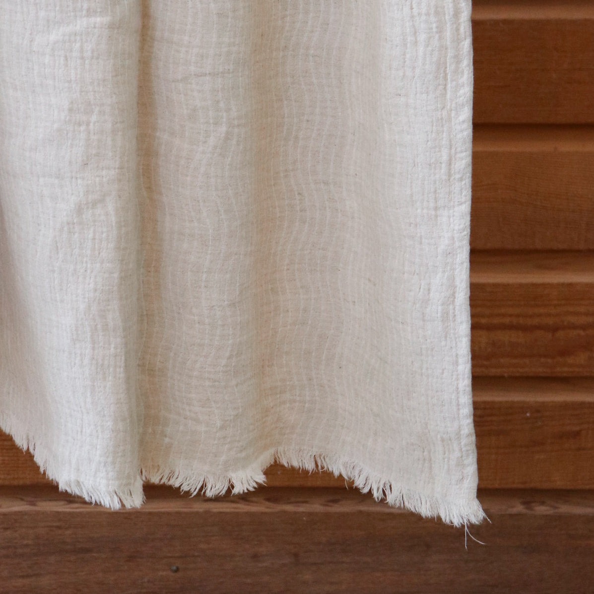 Natural Linen Throw with Fringing