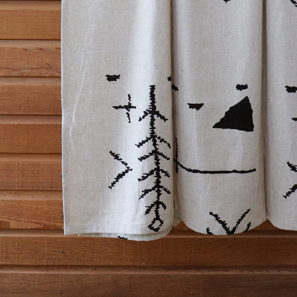 Beige & Black Patterned Linen Throw