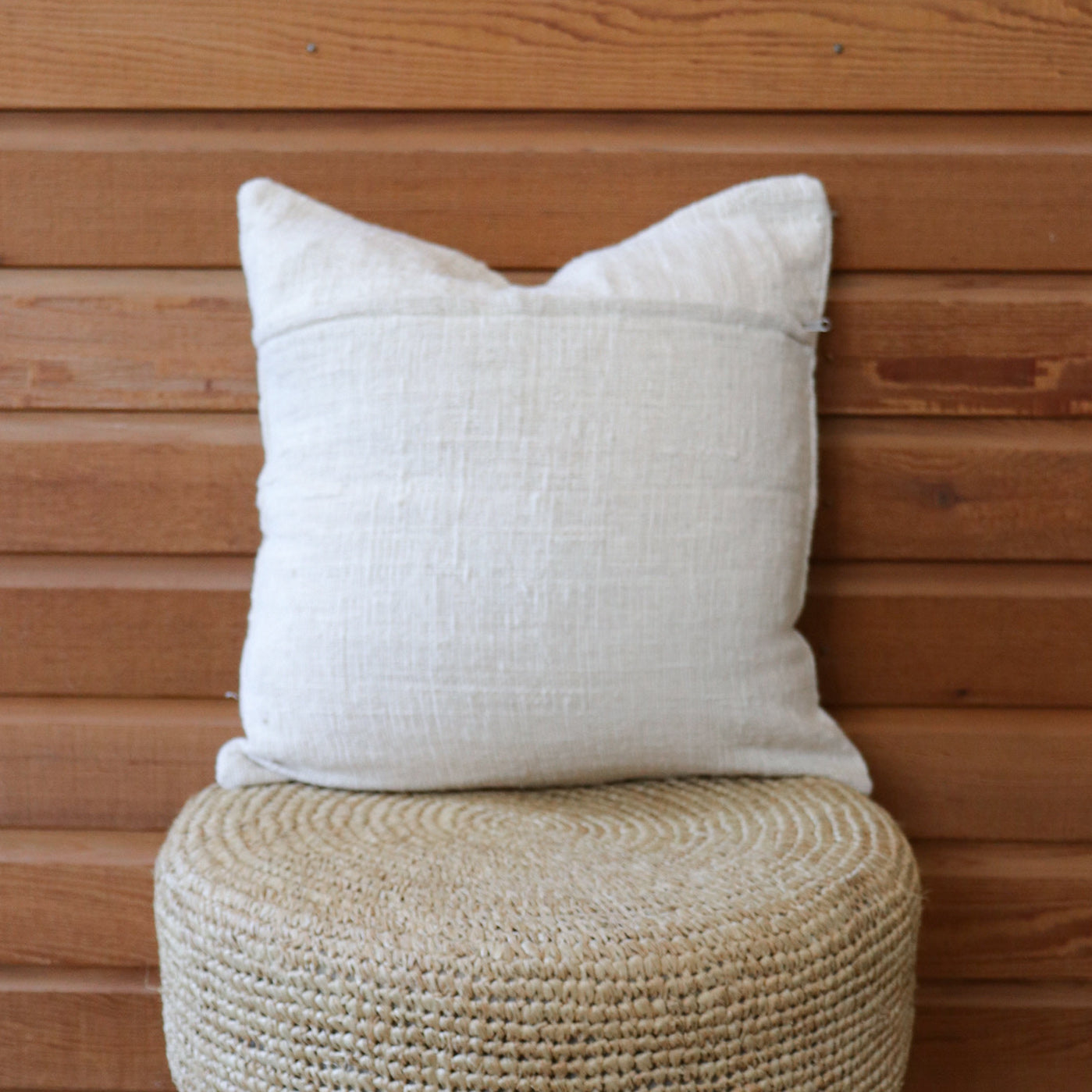 Cream & Black Stitching Cotton Cushion Cover