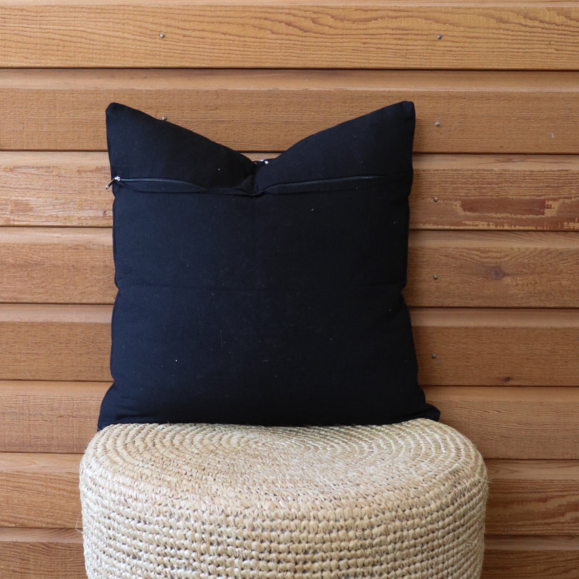 Black & White Stitch Pattern Cotton Cushion Cover