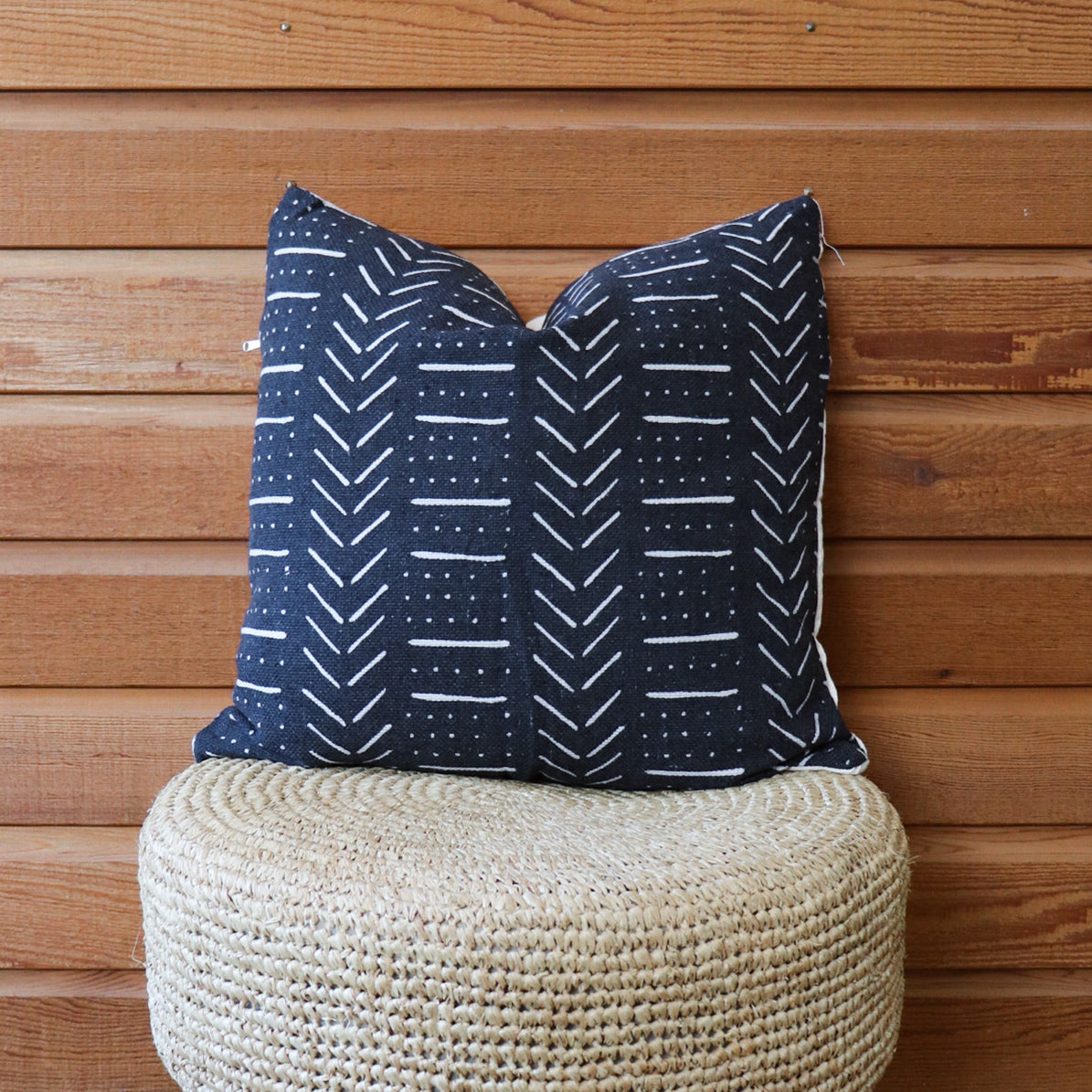 Black & Cream Patterned Cotton Cushion Cover