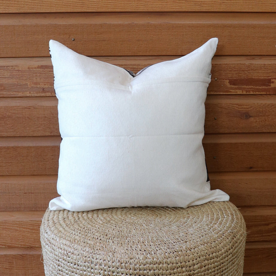 White and Black Patterned Cotton Cushion Cover