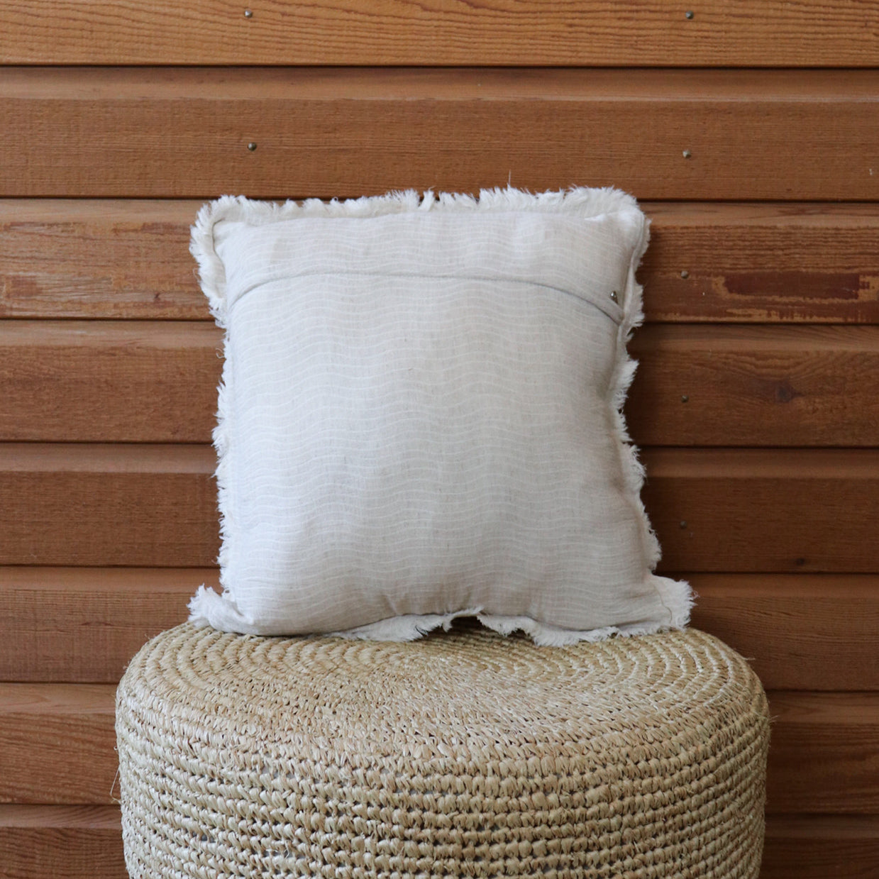 Natural Beige with Fringing Linen Cushion Cover