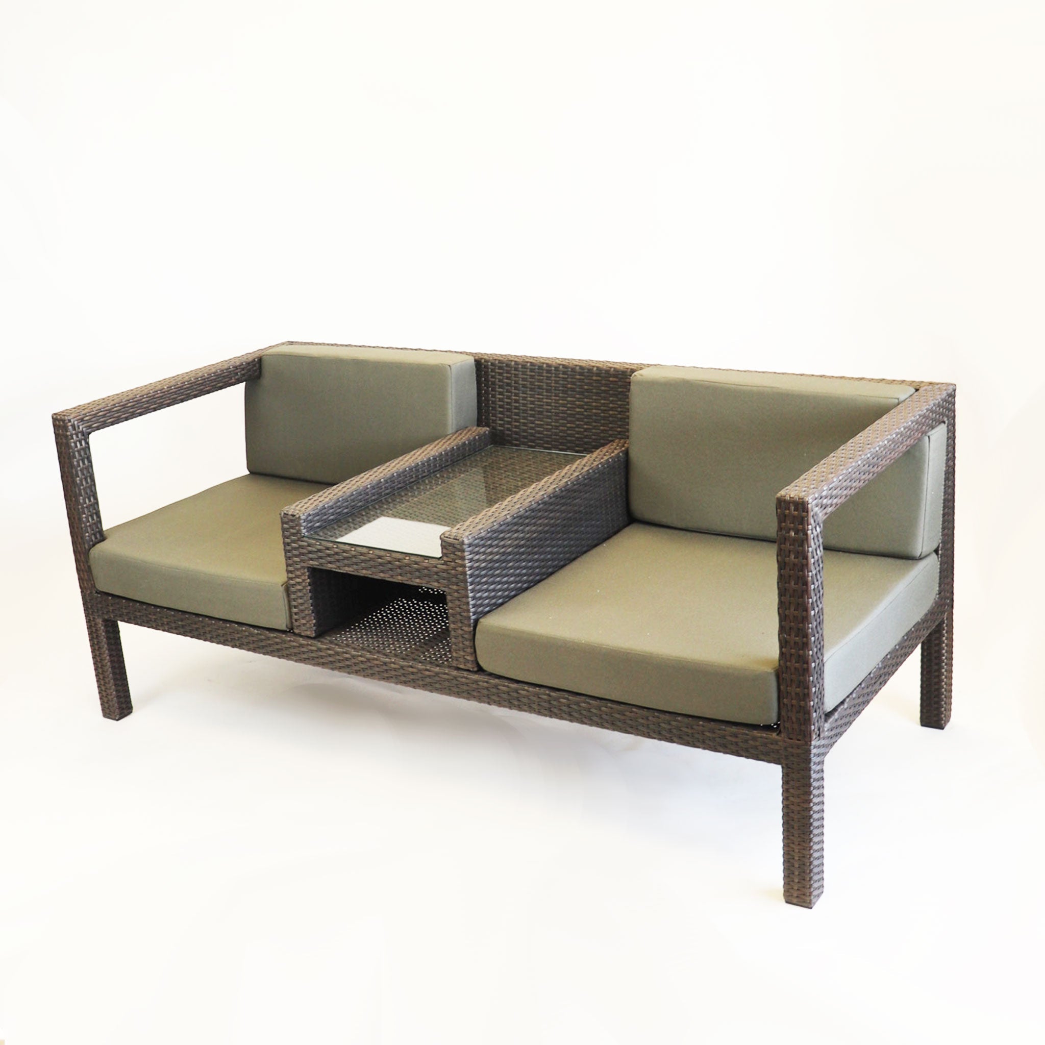 'Ibis' Outdoor Dark Brown Wicker Sofa Set with Dark Grey Cushions