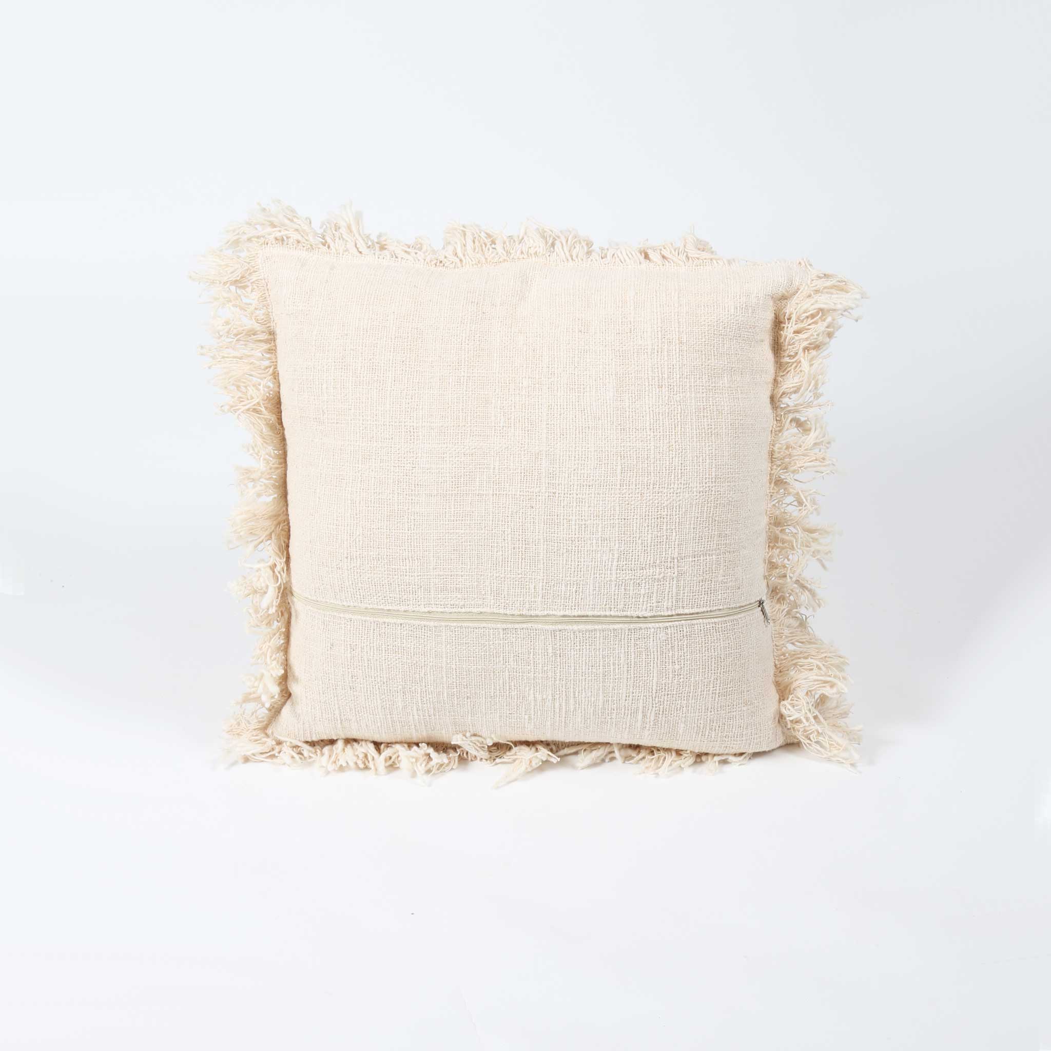 Natural Cotton Cushion Cover with Natural Fringing