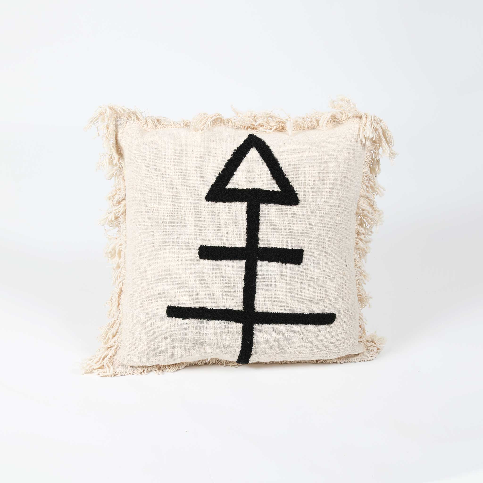 Natural Cotton Cushion Cover with Natural Fringing