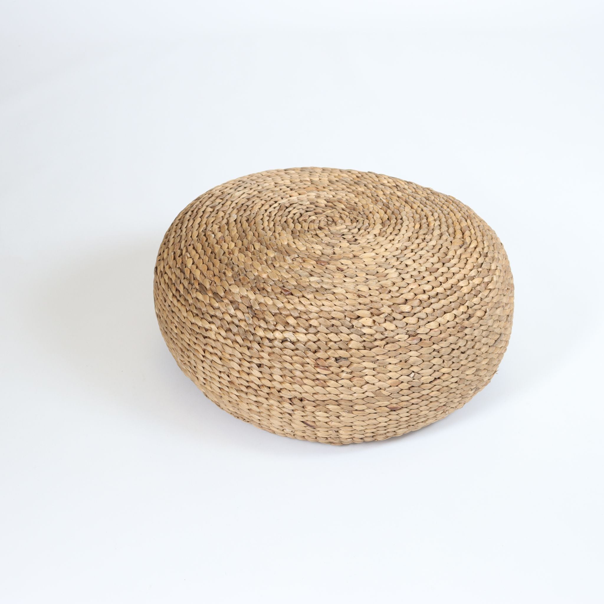 Natural Water Hyacinth Leaf Woven Textured Pouffe