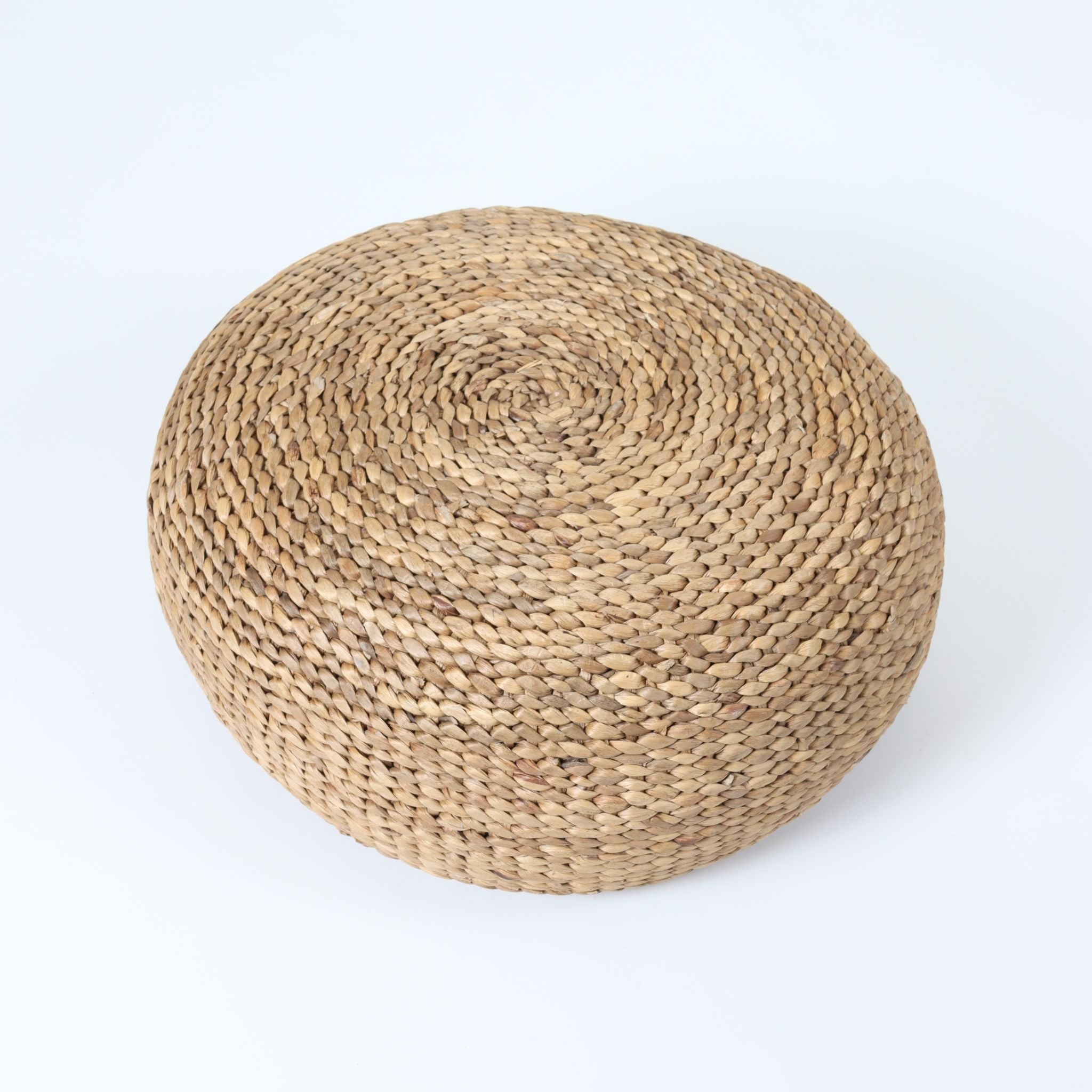 Natural Water Hyacinth Leaf Woven Textured Pouffe
