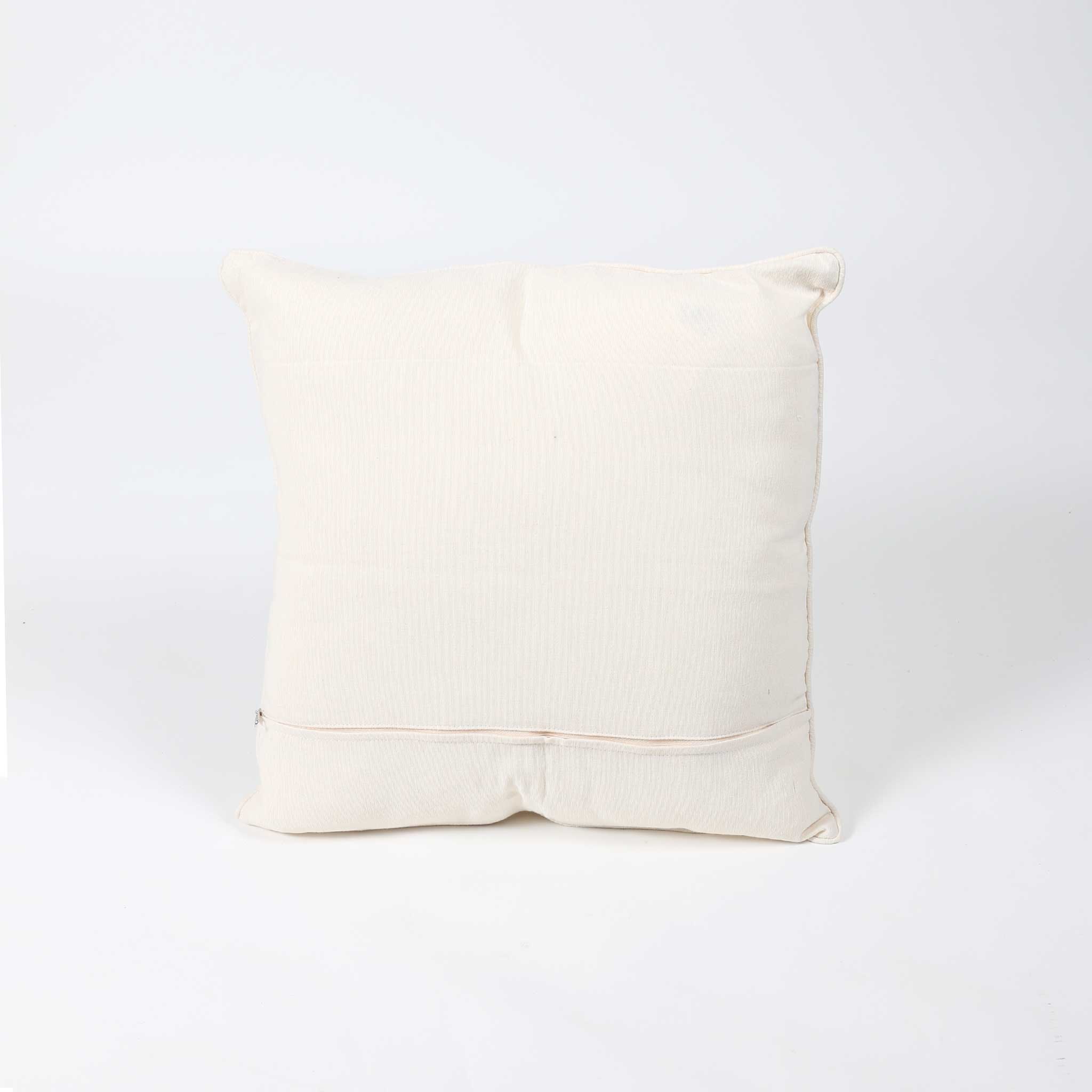 Natural and Black Patterned Cotton Cushion Cover
