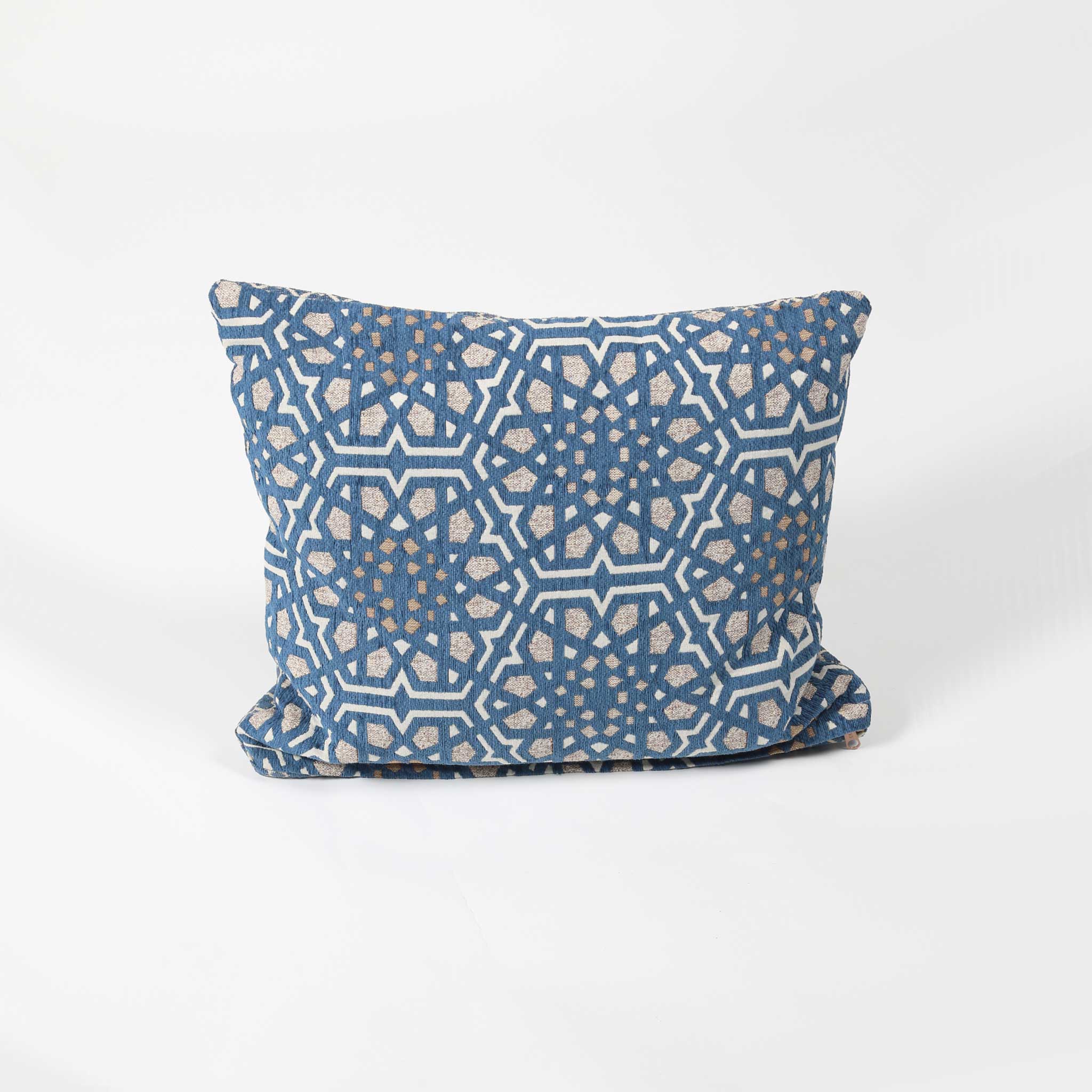 Navy Blue Double Sided Patterned Cotton Cushion Cover