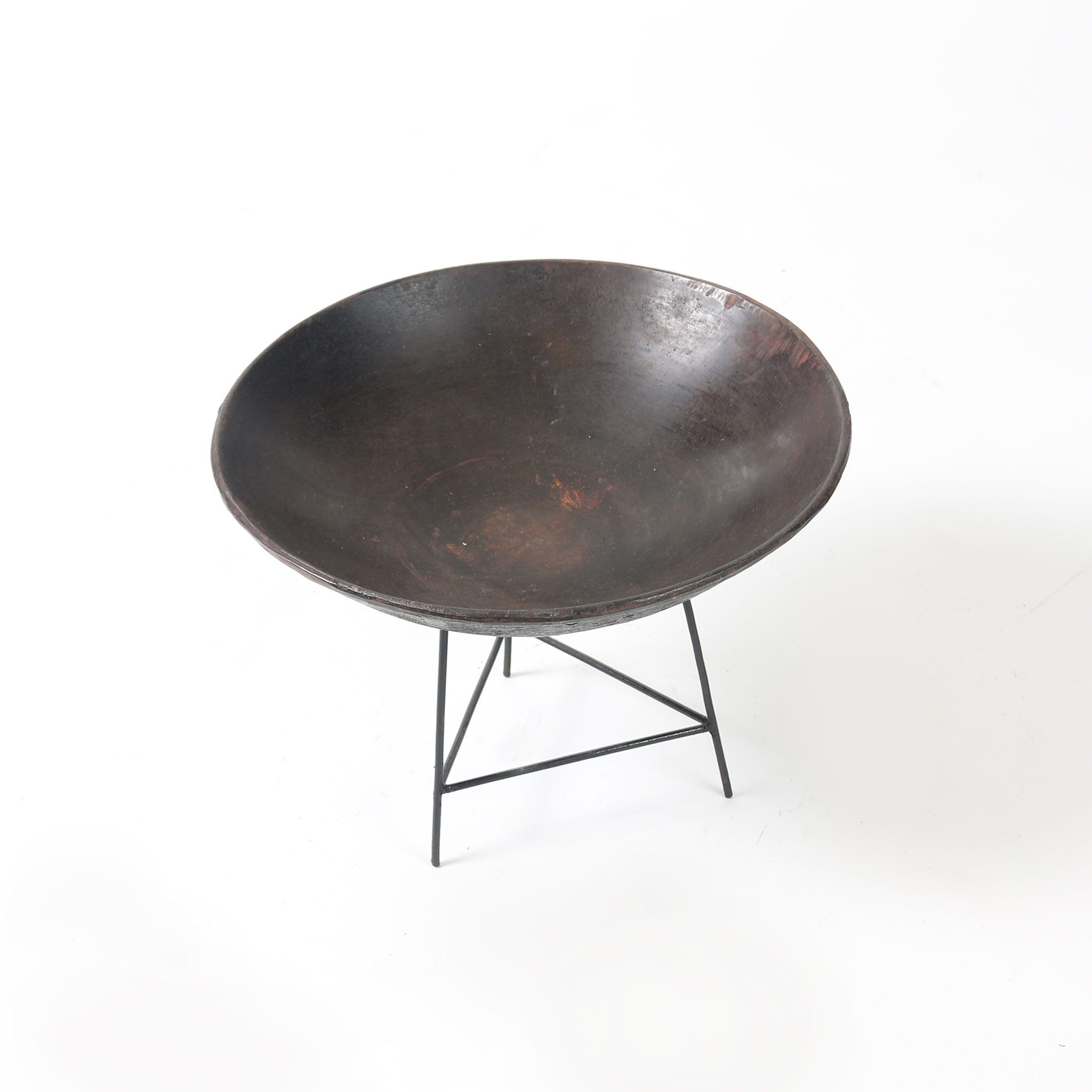 Rustic Small Cast Iron Bowl and Steel Stand