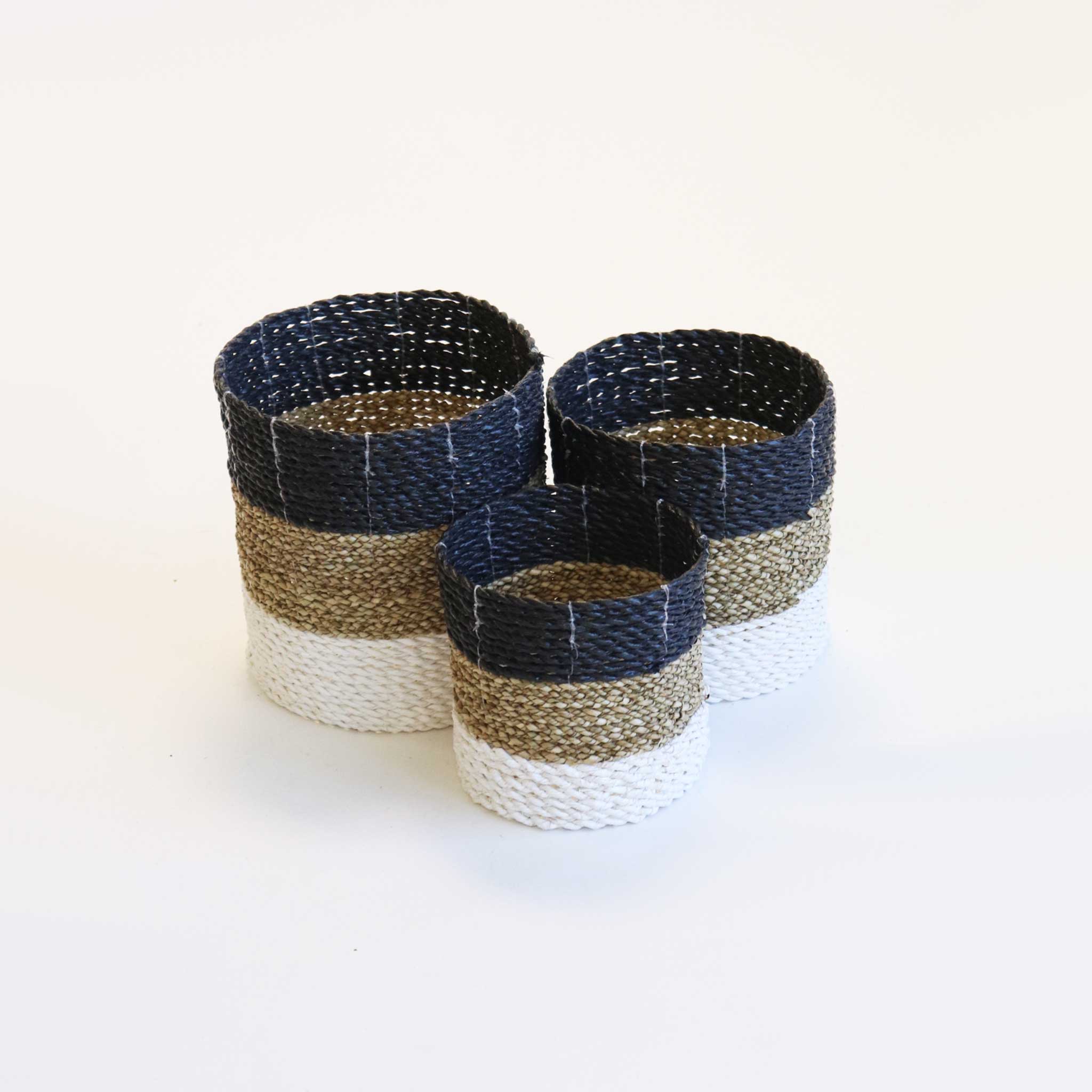Small Black, Natural and White Baskets