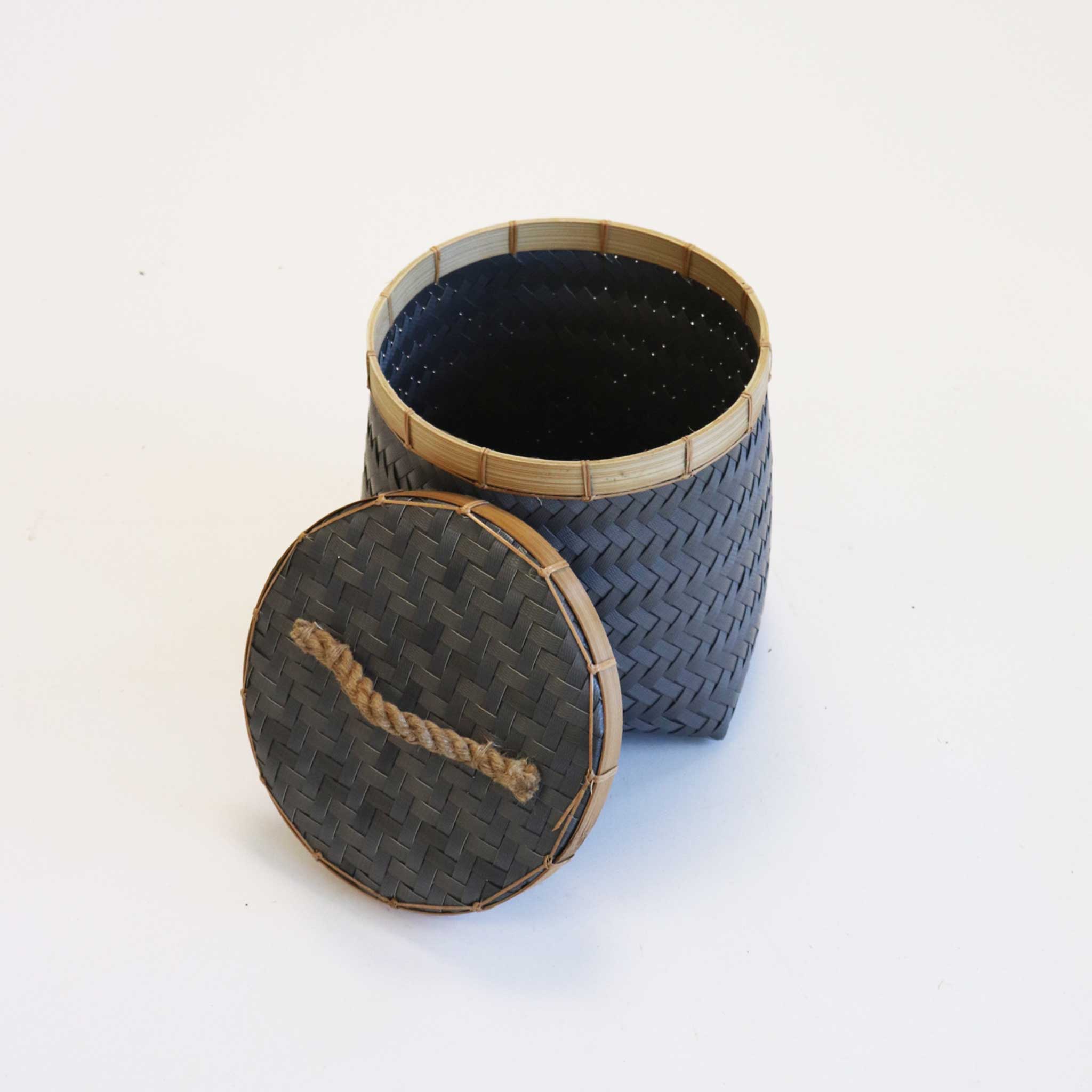 Small Charcoal Grey Basket with Lid