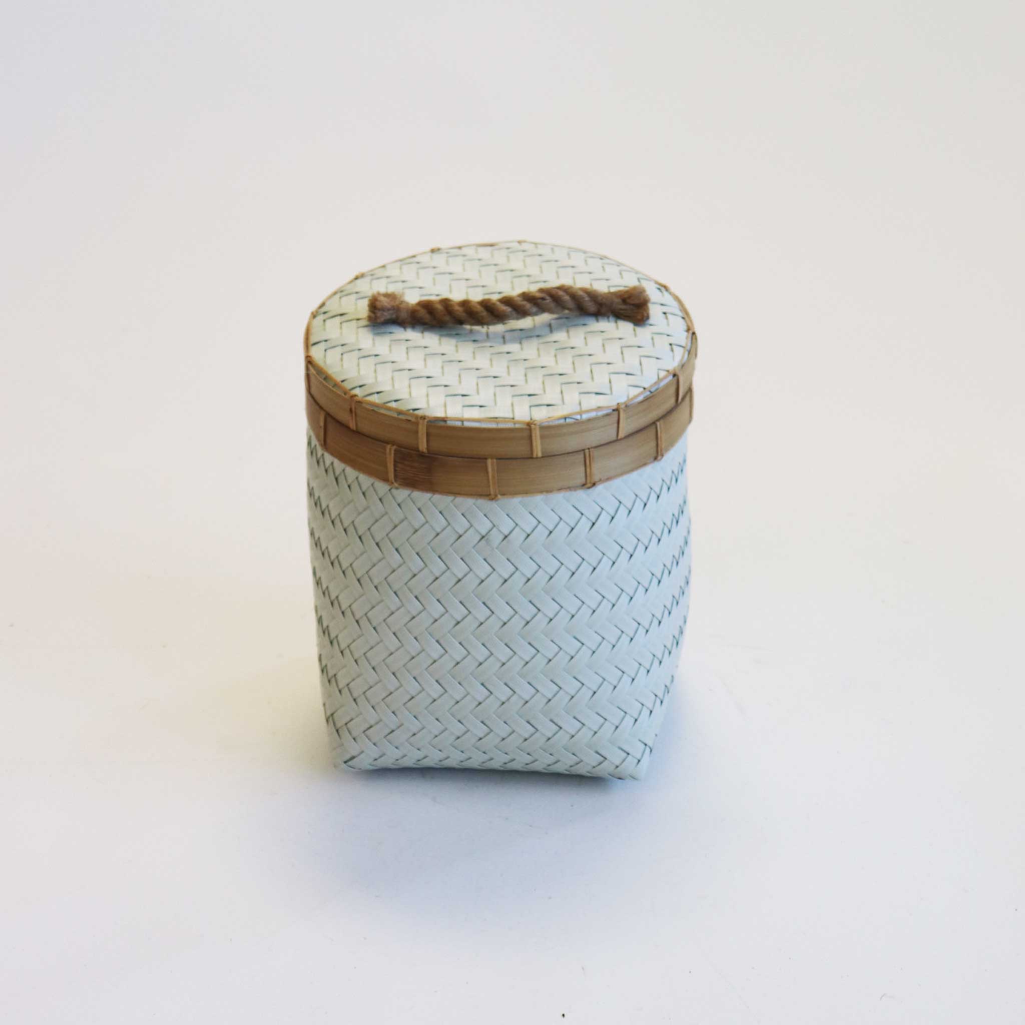 Small White Basket with Lid
