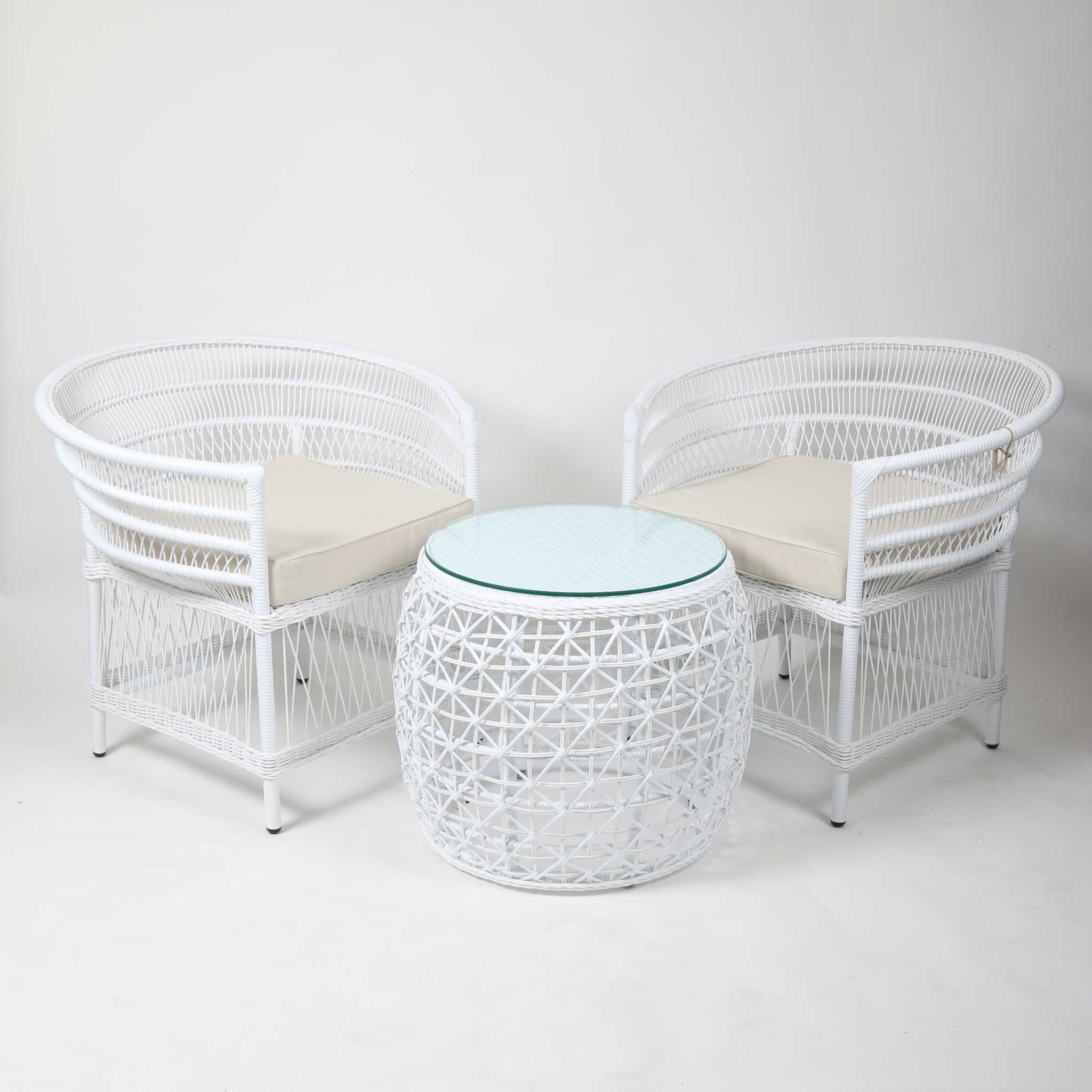 Synthetic Wicker Table with Glass Top