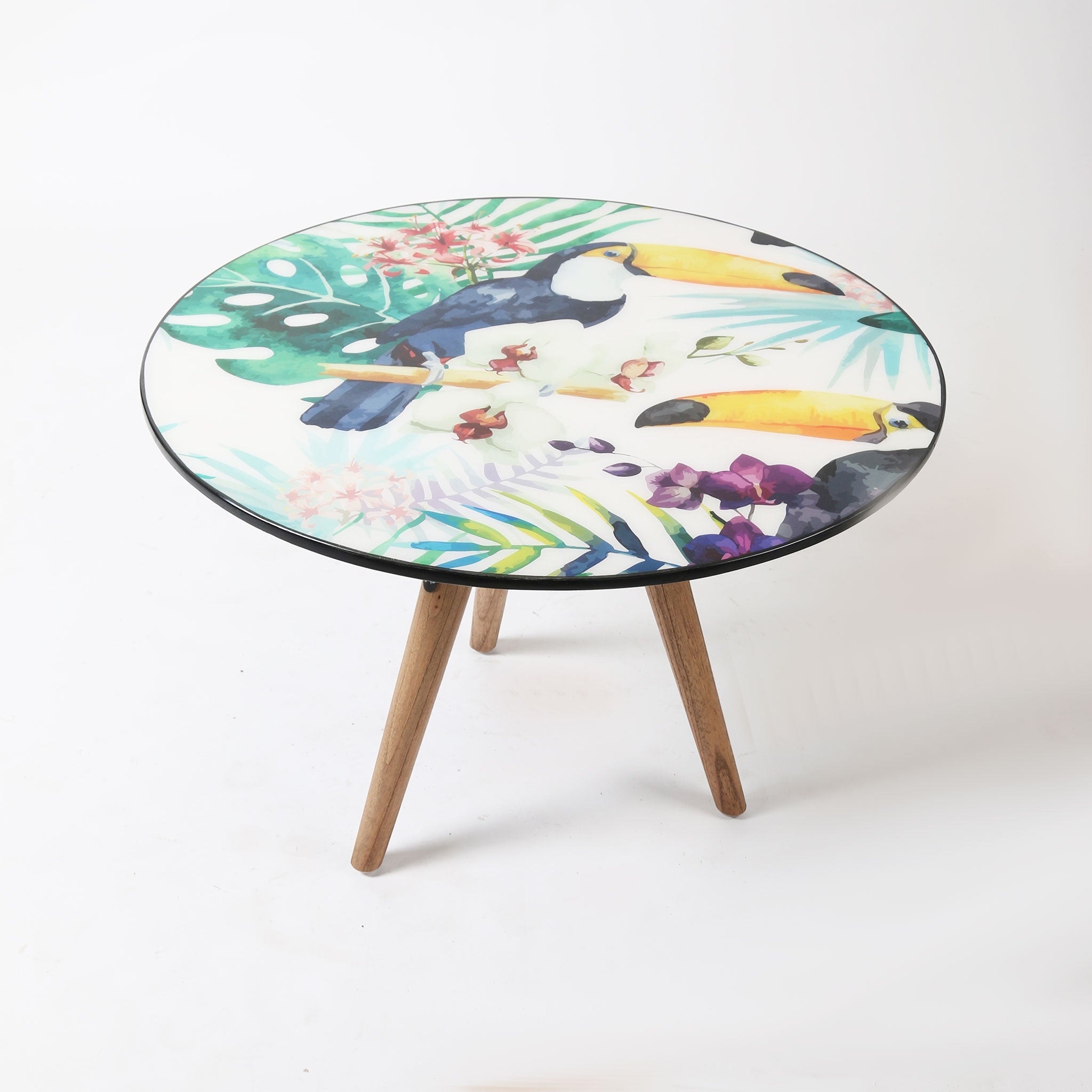 Toucan Resin Coffee Table With Three Mango Wood Legs