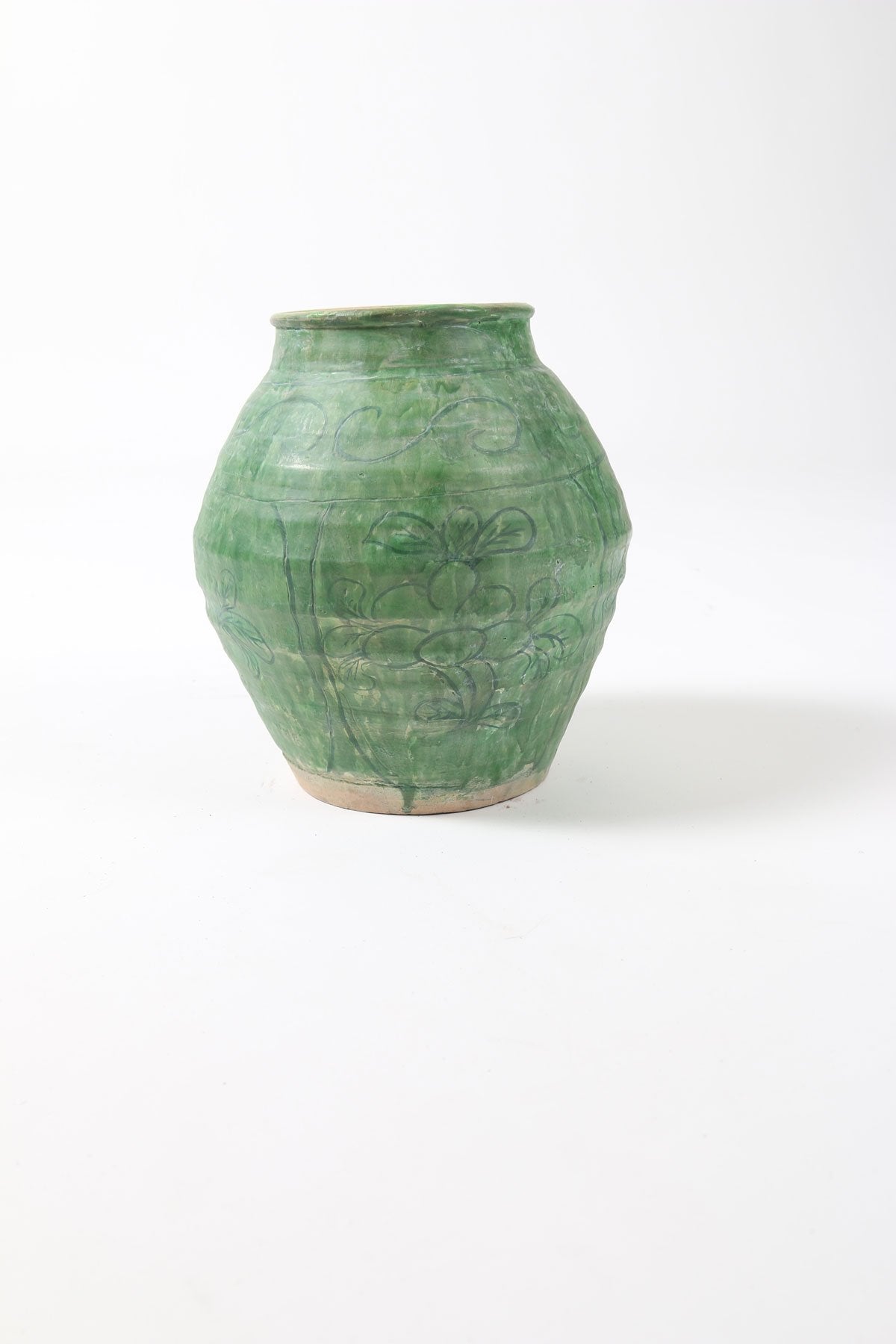 Vintage Green Patterned Pottery Vase