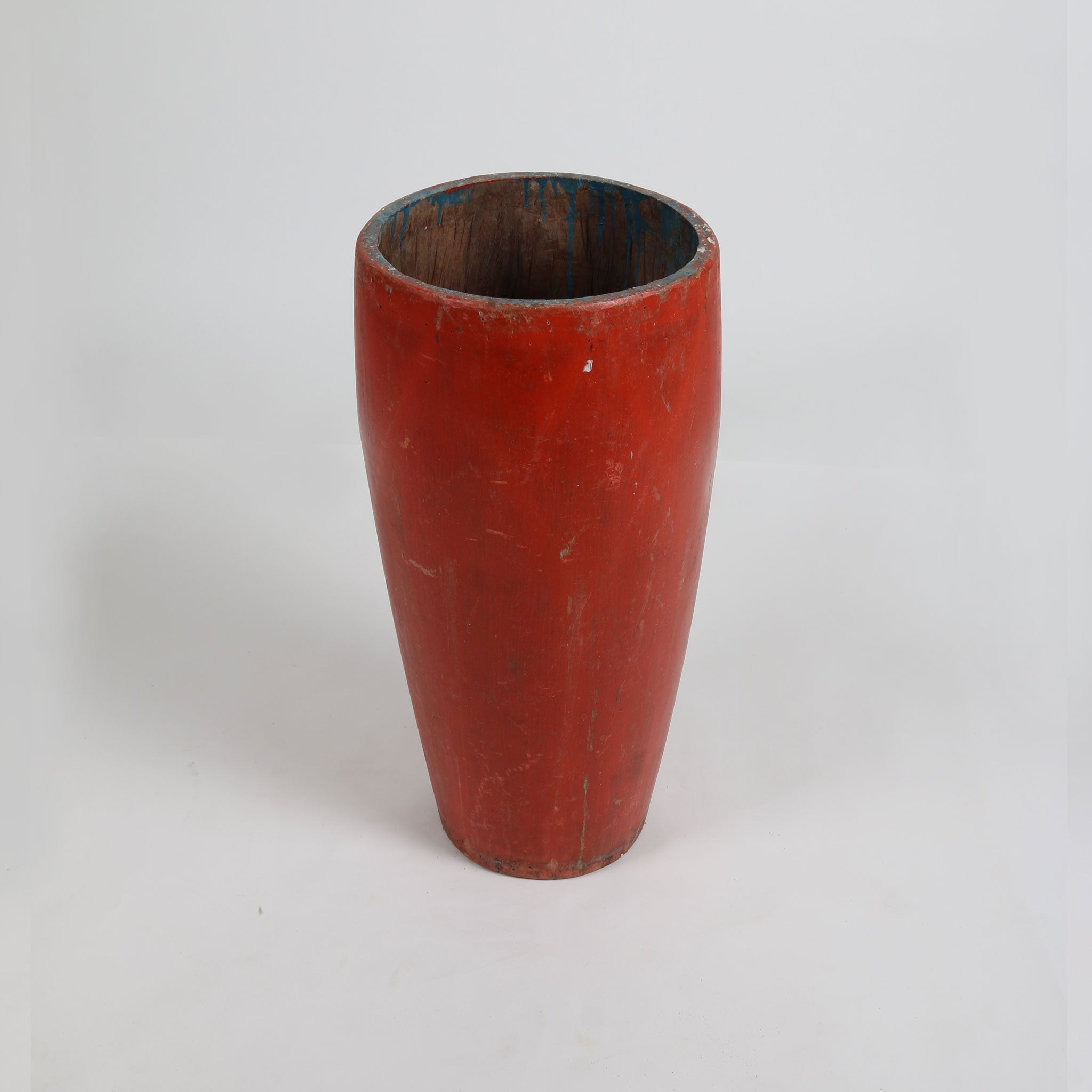 Vintage Wooden Pot (Red)